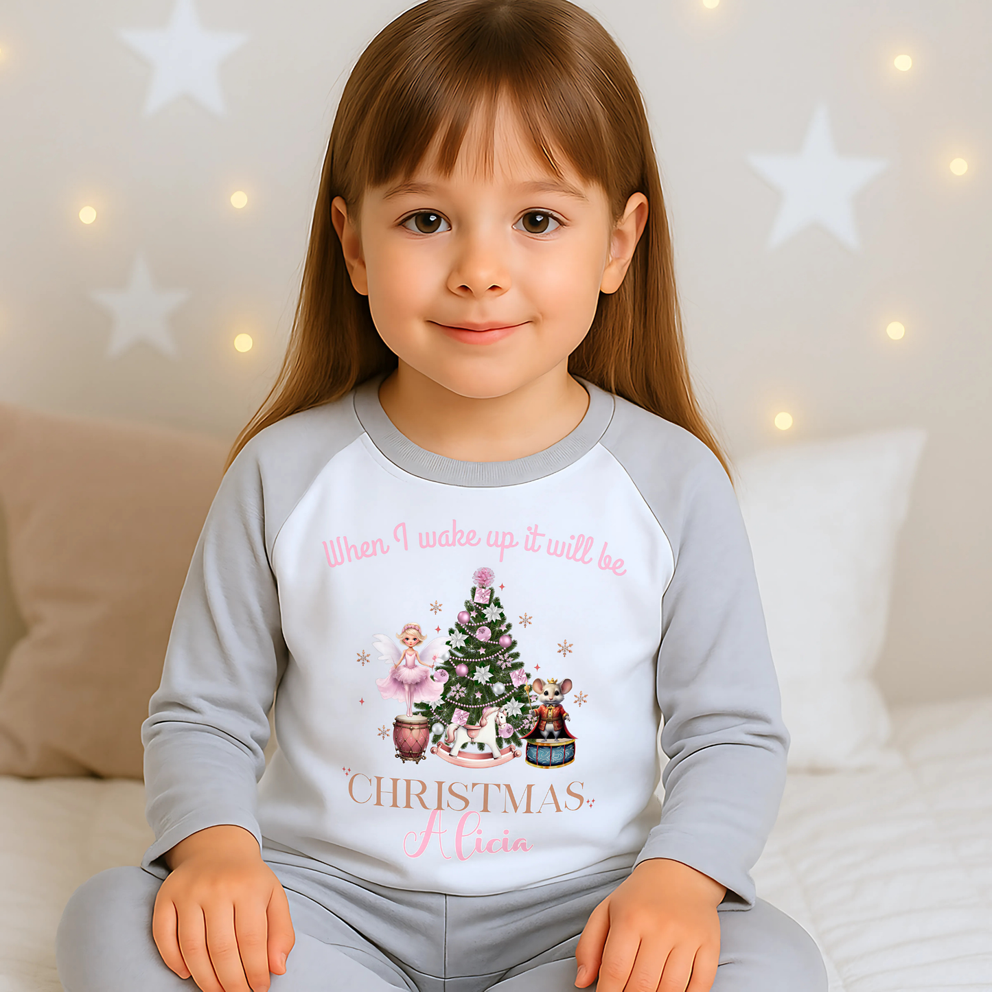 Personalised christmas pyjamas, girls custom name christmas pjs. nutcracker pyjamas, kids christmas gift, family matching christmas