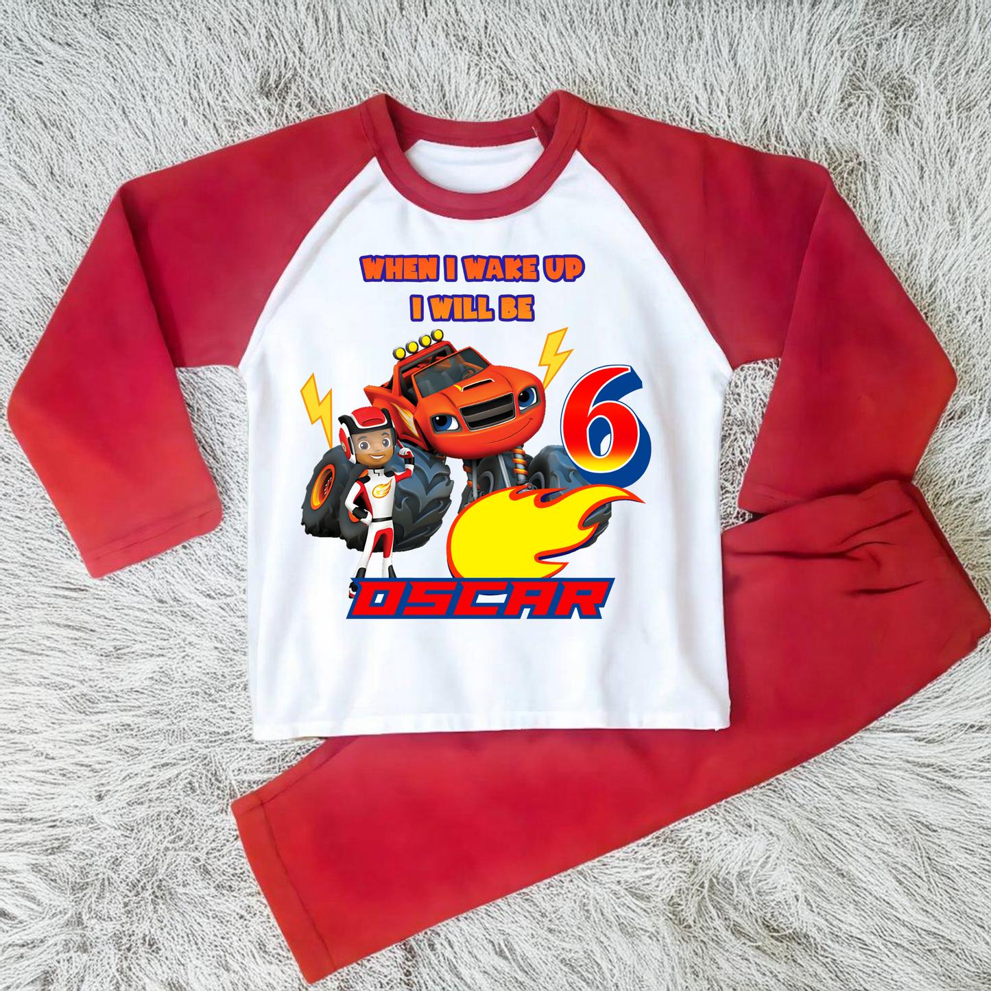 blaze birthday pyjamas, when i wake up blaze, Blaze and the monster machines, personalised boys pyjamas, children's birthday gift, custom toddler pyjamas with name