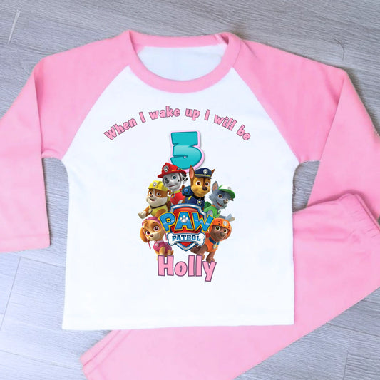 Girls Personalised Paw Patrol Birthday Pyjamas - any name and age AishaBaileyDesigns