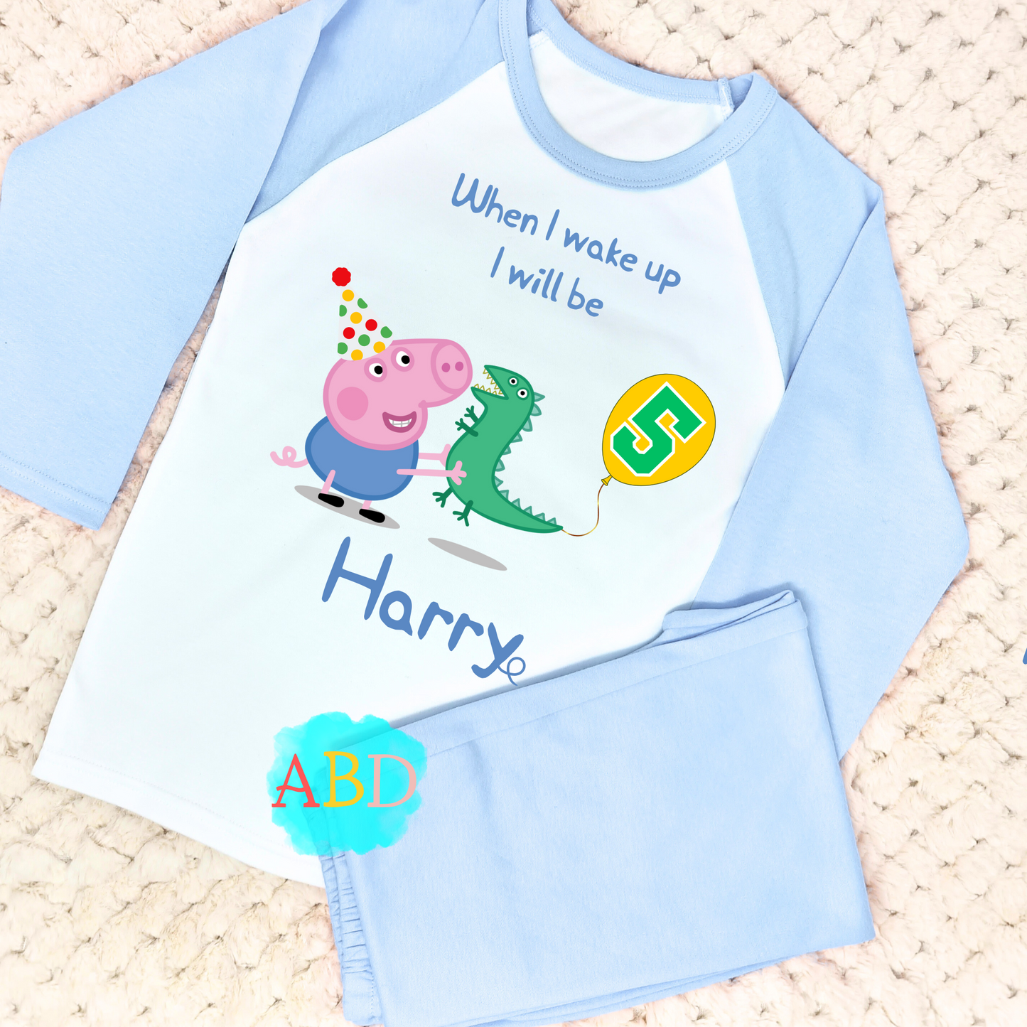 George pig birthday pyjamas, when i wake up george pig, peppa pig for boys, peppa pi birthday gift, George pig name age, george pig dinosaur pjs