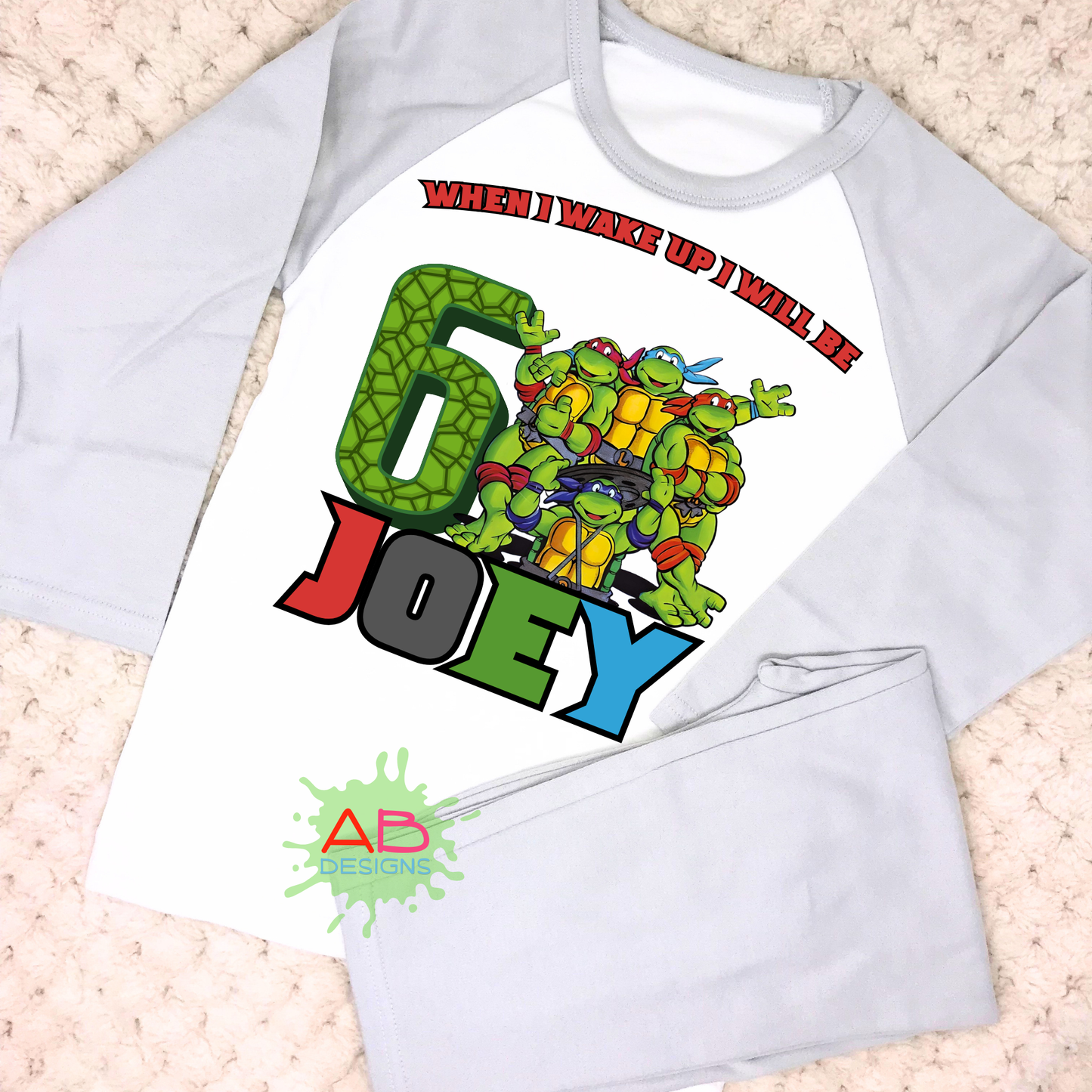 Ninja Turtles birthday pyjamas, Ninja Turtles with name, when i wake up Ninja turtles, Personalised ninja turtles pajamas