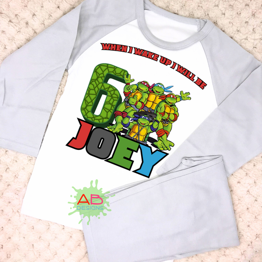 Ninja Turtles birthday pyjamas, Ninja Turtles with name, when i wake up Ninja turtles, Personalised ninja turtles pajamas