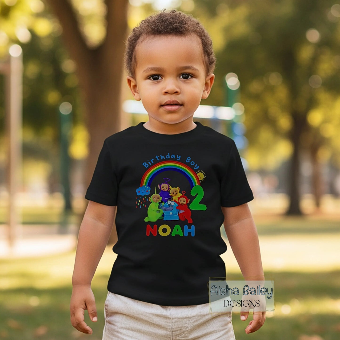 Boys Teletubbies Birthday T-shirt with Personalisation - any name and age. Personalised 2nd 1st 3rd birthday tee, birthday boy top custom