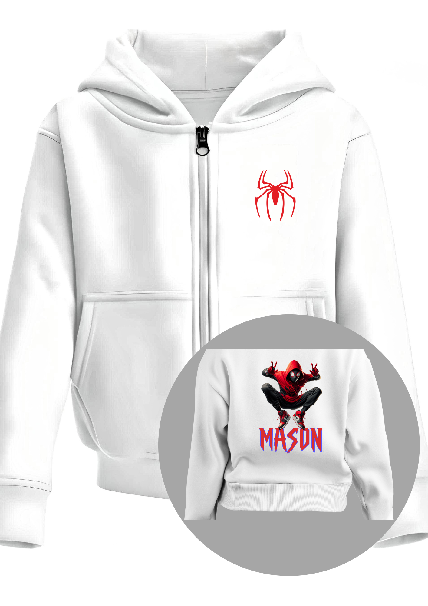 Get the personalized Miles Morales hoodie for girls—perfect for Spider-Man fans! Vibrant design with your child's name. Great gift for warmth and style.