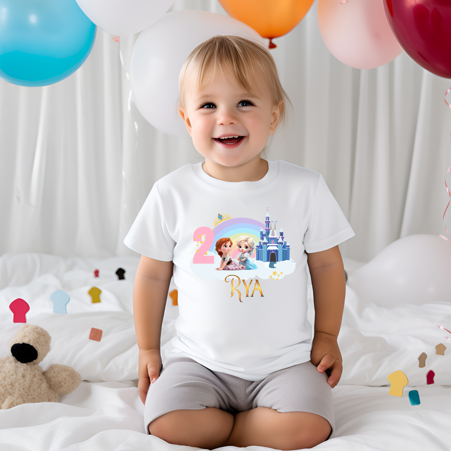 Frozen Birthday t-shirt, Elsa and Anna Birthday t-shirt, girls frozen custom tshirt, Elsa and Anna shirt with name, princess Elsa and Anna tee