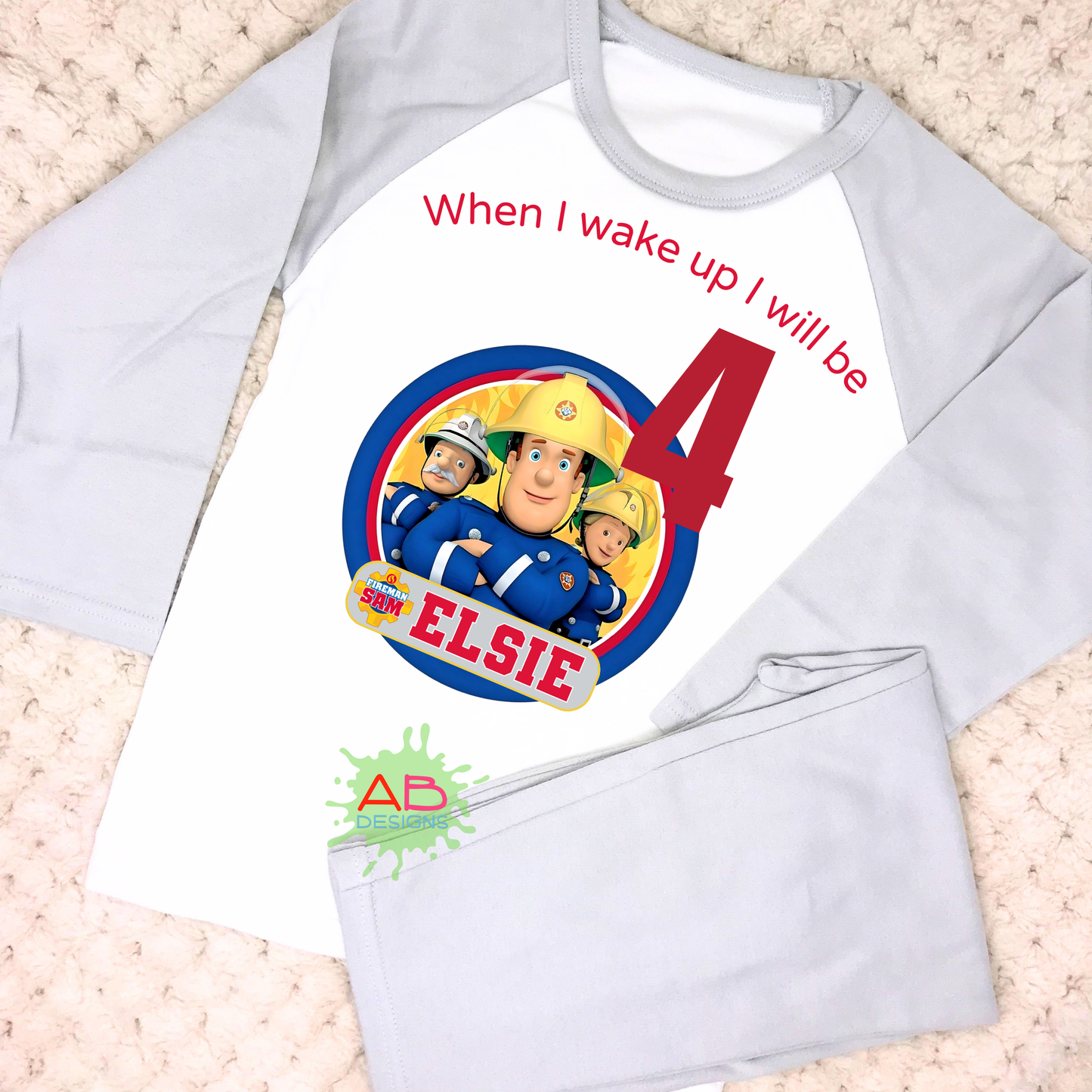 Fireman Sam Birthday pyjamas, fireman sam birthday gift, when i wake up fireman sam, fireman sam pajamas