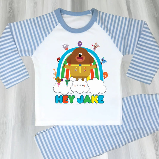 Hey Duggee personalised pyjamas, hey duggee pjs with name, boys hey duggee pajamas, Everyday hey duggee pjs custom