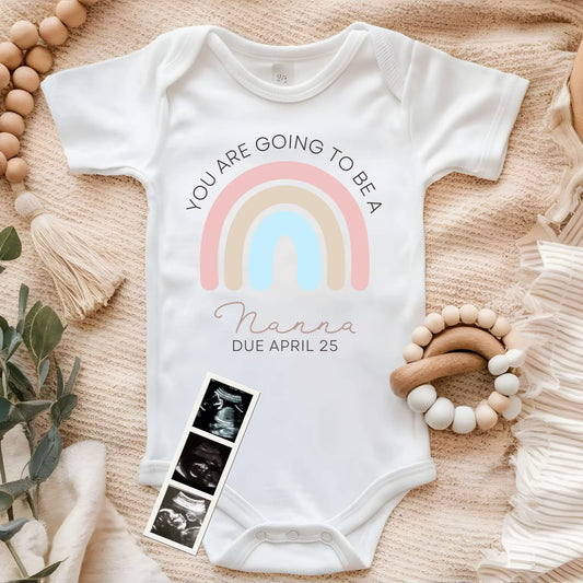 personalised pregnancy reveal bodysuit, baby announcement, you are going to be grandparents, new auntie, daddy to be gift, baby shower,
