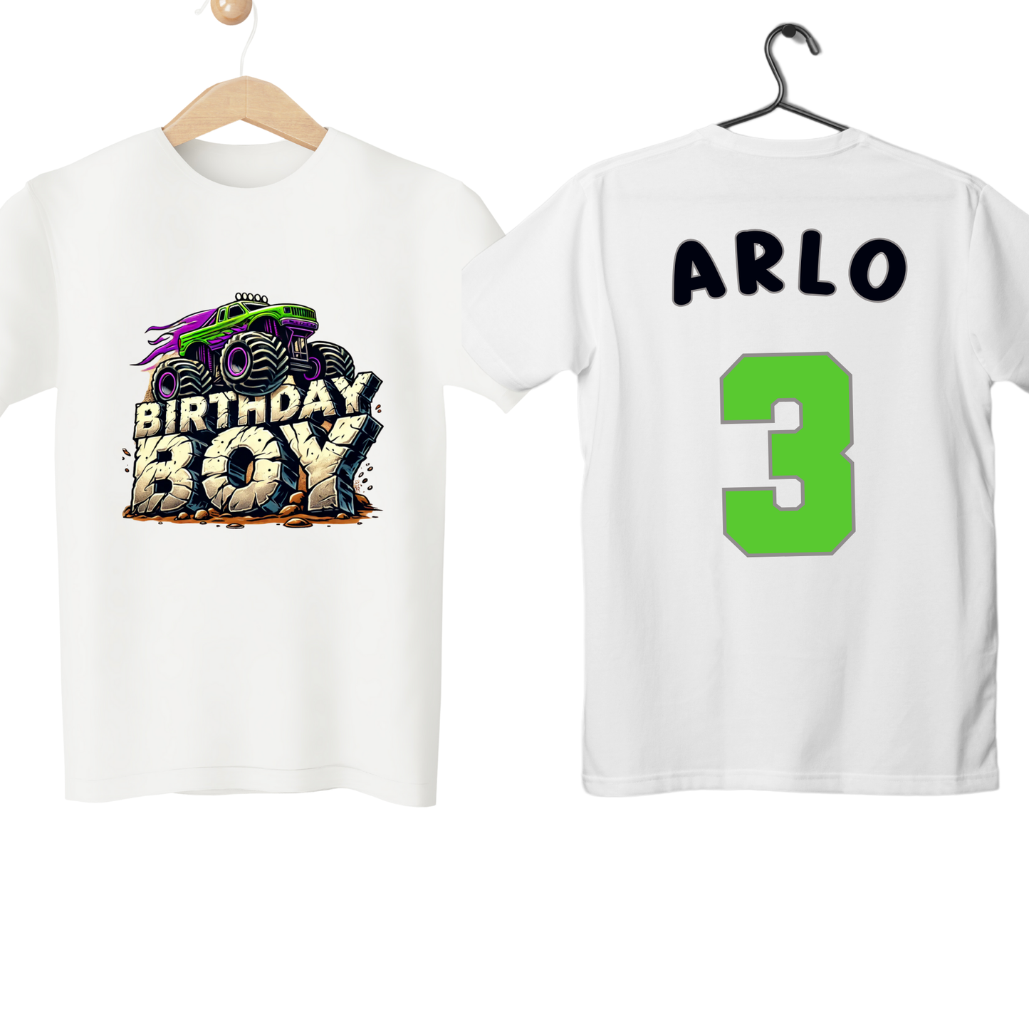 Birthday T-shirt - Personalised Monster Truck Birthday T-shirt for Boys, birthday monster truck, boys birthday truck, boys cars tee, boys truck birthday tee