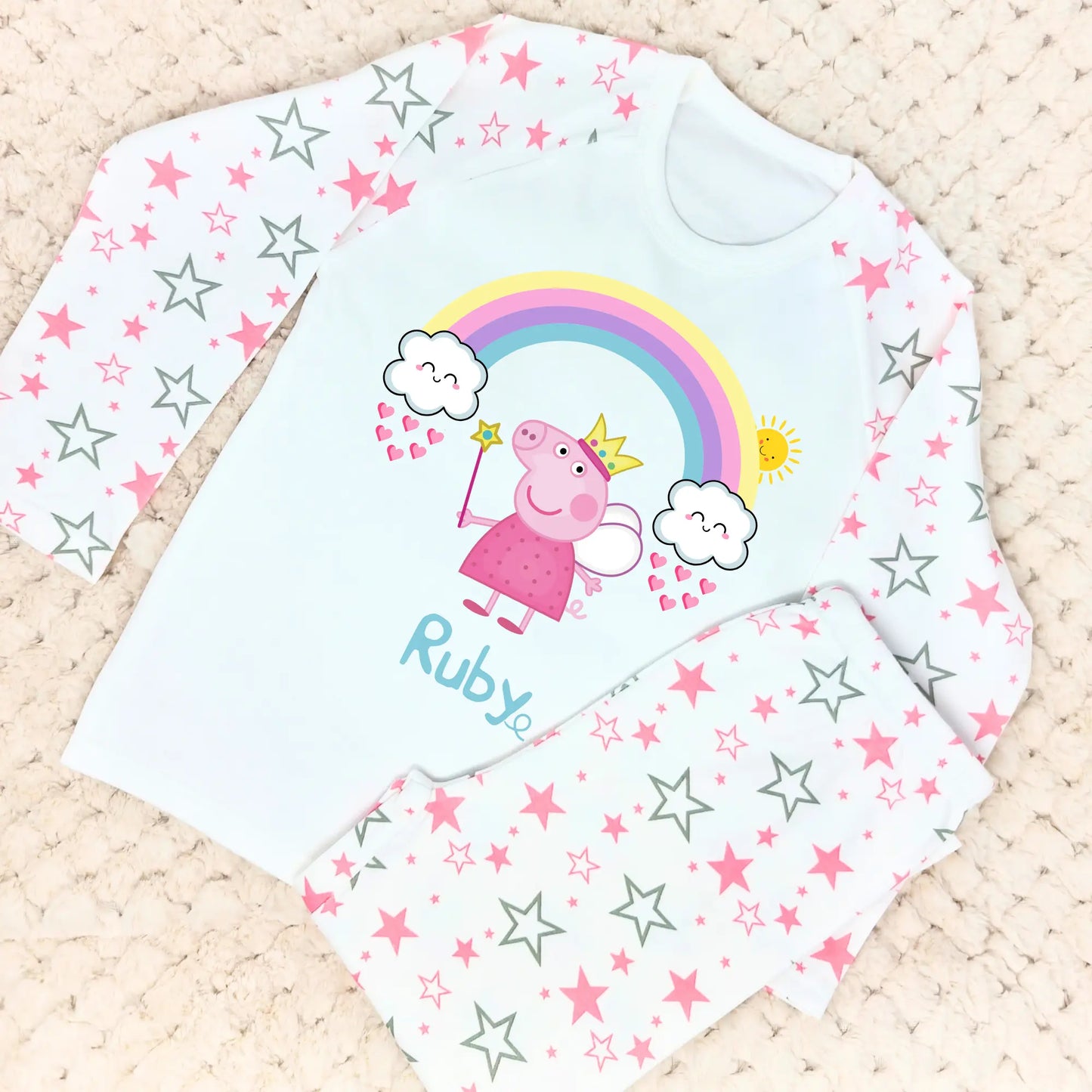 Peppa Pig personalised pyjamas, peppa pig pjs, peppa pig personalised, peppa pig with name, custom peppa pig