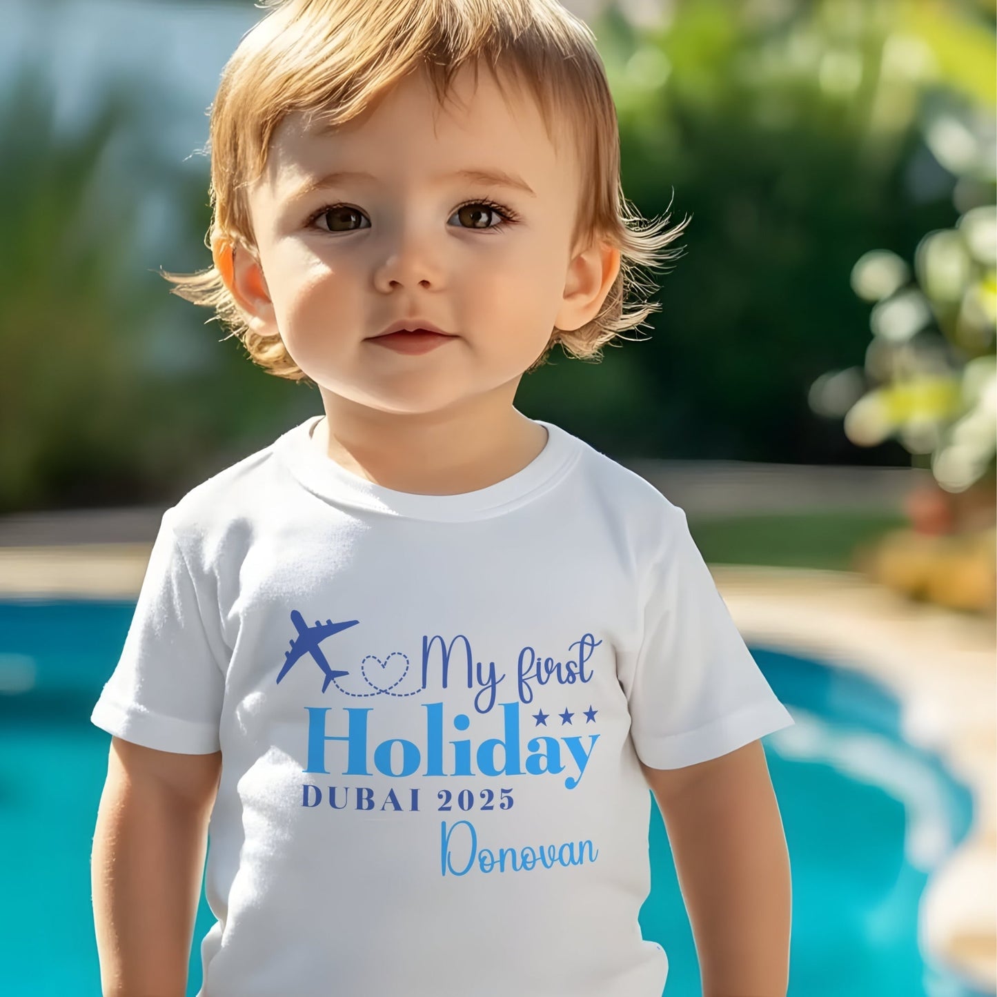Family VacFamily Vacation Shirt: Personalised First Holiday T-shirt for kids, Our First Holiday top, First holiday outfitation Shirt: Personalised First Holiday T-shirt for kids, Our First Holiday tee
