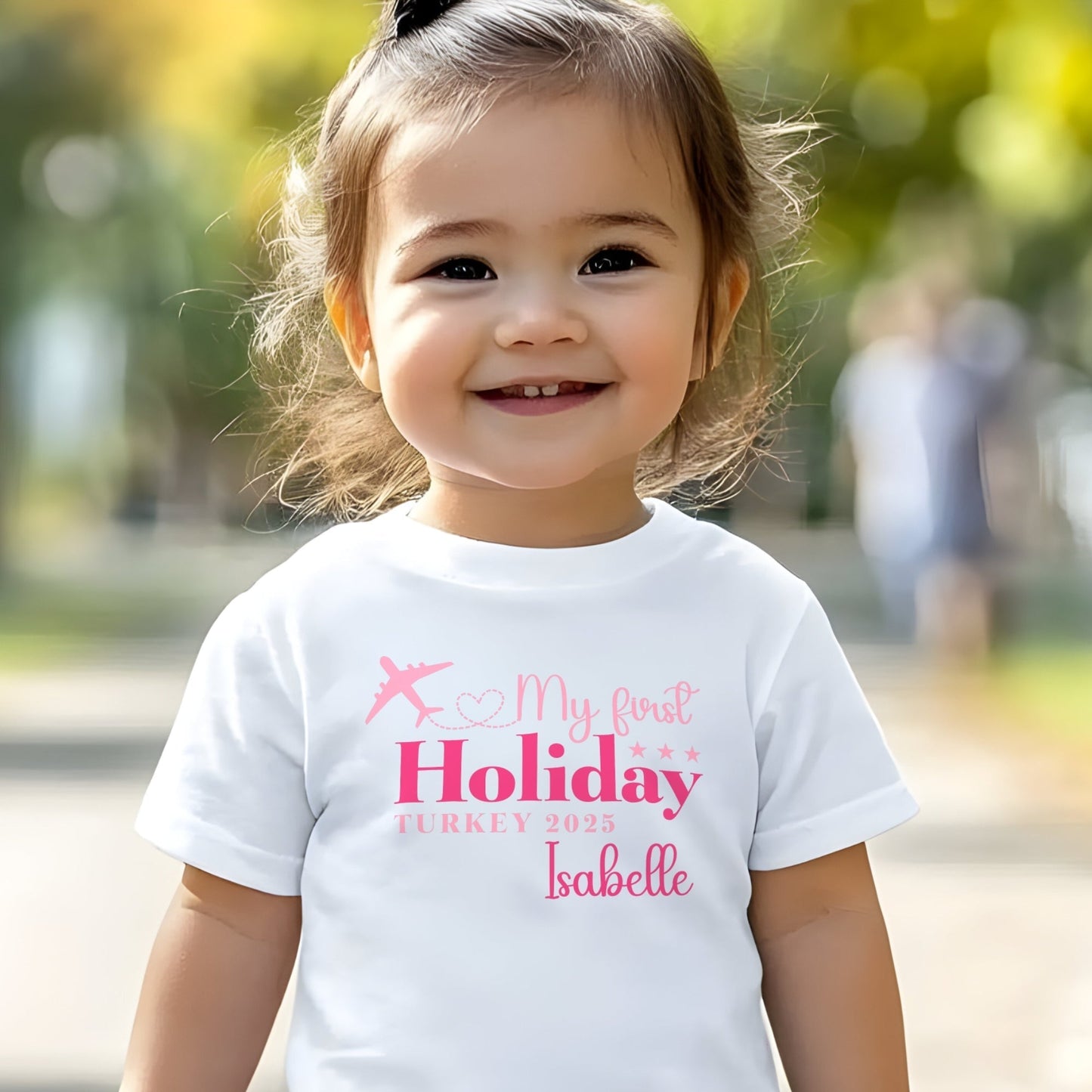 Family VacatiFamily Vacation Shirt: Personalised First Holiday T-shirt for kids, Our First Holiday top, First holiday outfiton Shirt: Personalised First Holiday T-shirt for kids, Our First Holiday tee
