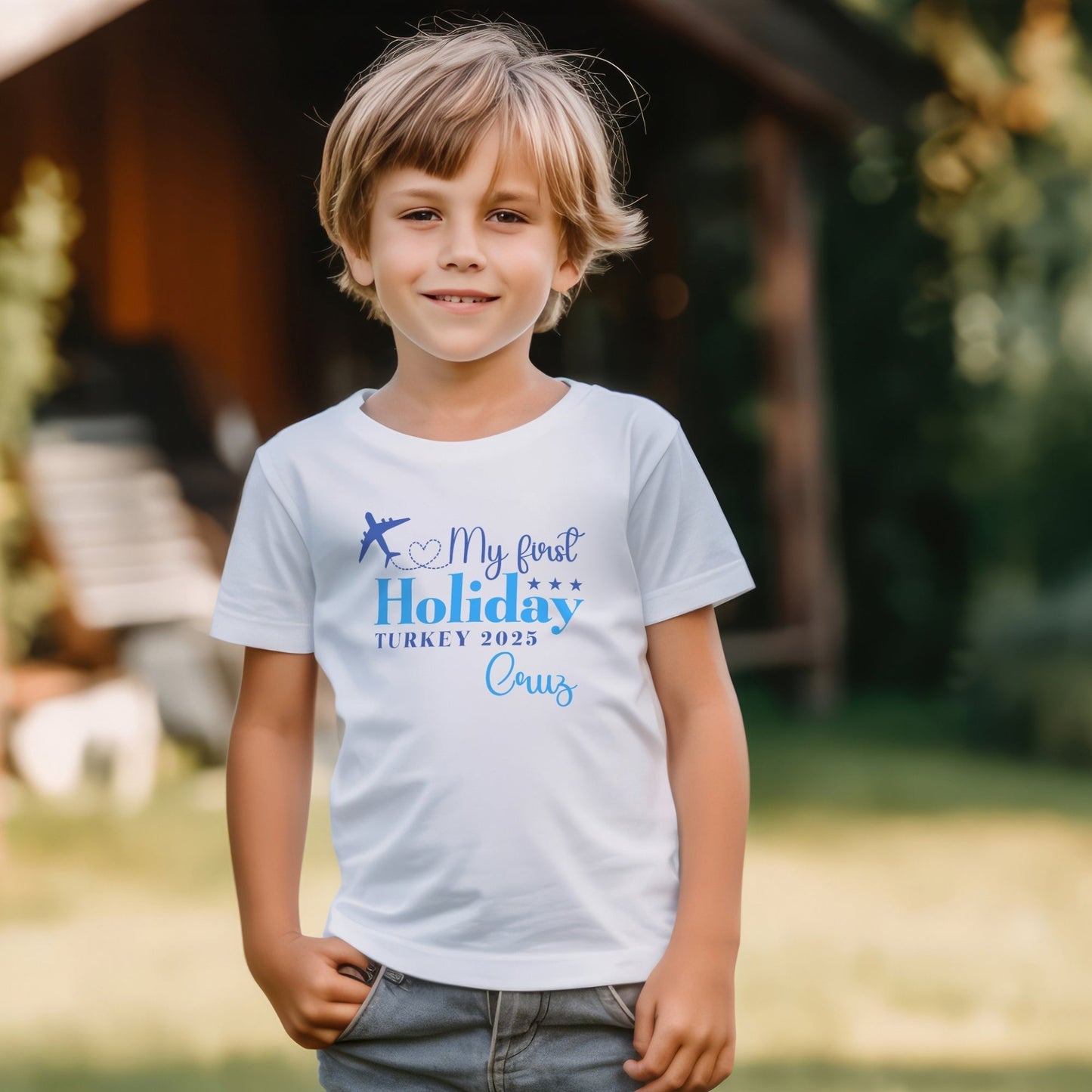 Family VacationFamily Vacation Shirt: Personalised First Holiday T-shirt for kids, Our First Holiday top, First holiday outfit Shirt: Personalised First Holiday T-shirt for kids, Our First Holiday tee