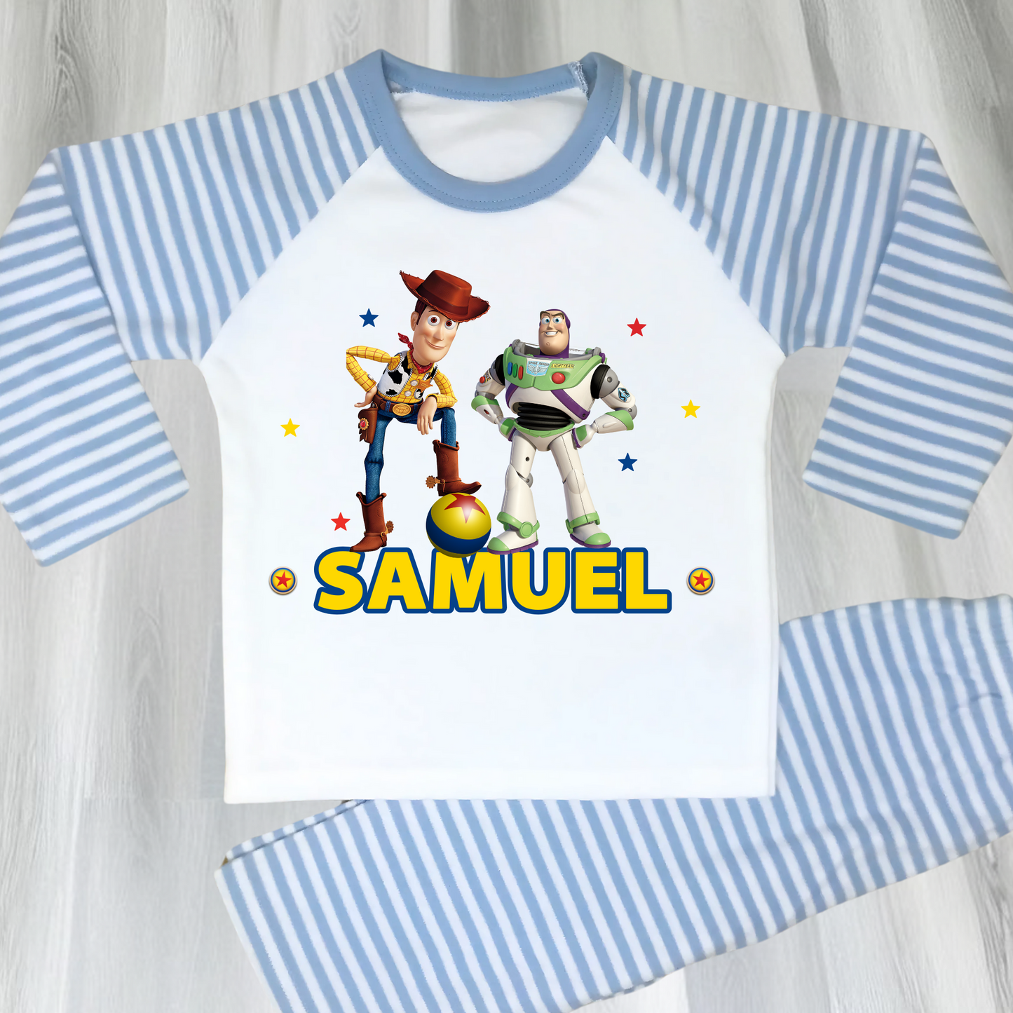 Toy Story Personalised Pyjamas - Boys' Buzz & Woody PJs, Toy story pajamas, Toy story with name, personalised Buzz and Woody, Buzz and Woody birthday
