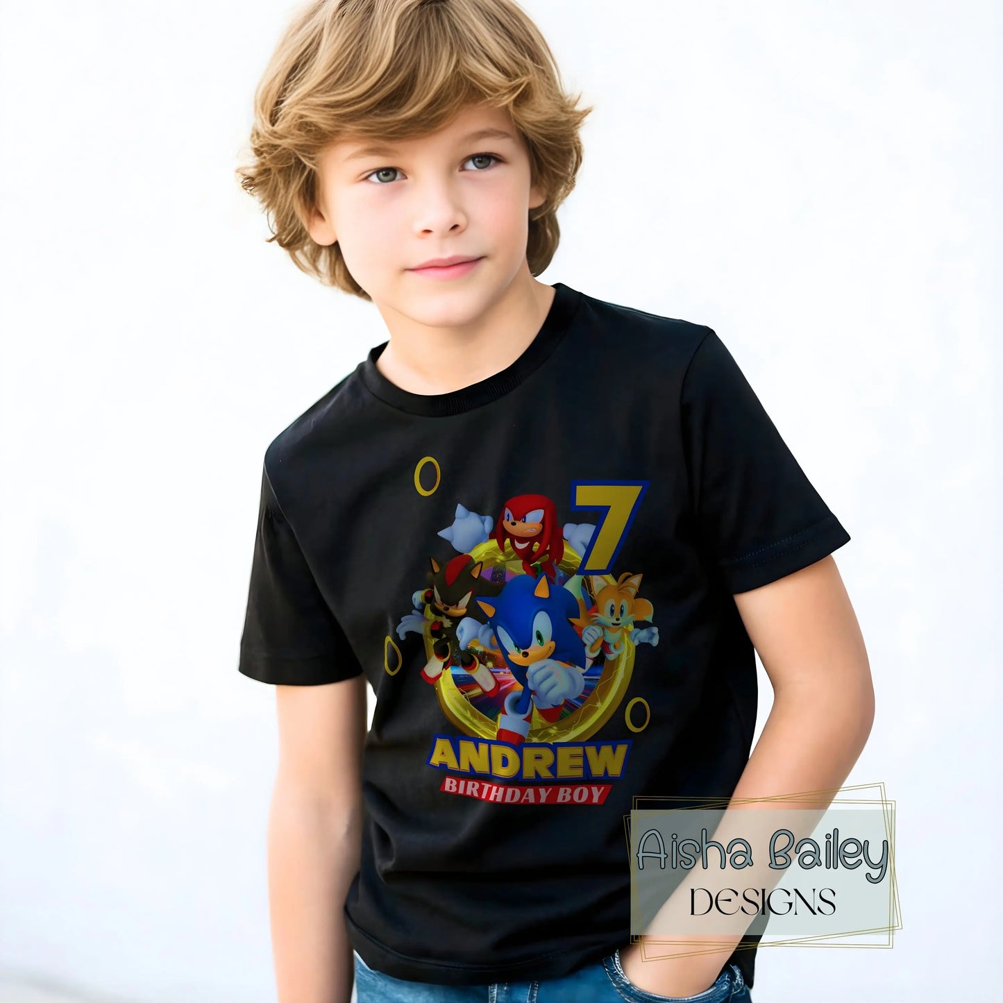 Sonic birthday t-shirt, Sonic gamers tee, custom name sonic birthday, boys sonic custom tshirt