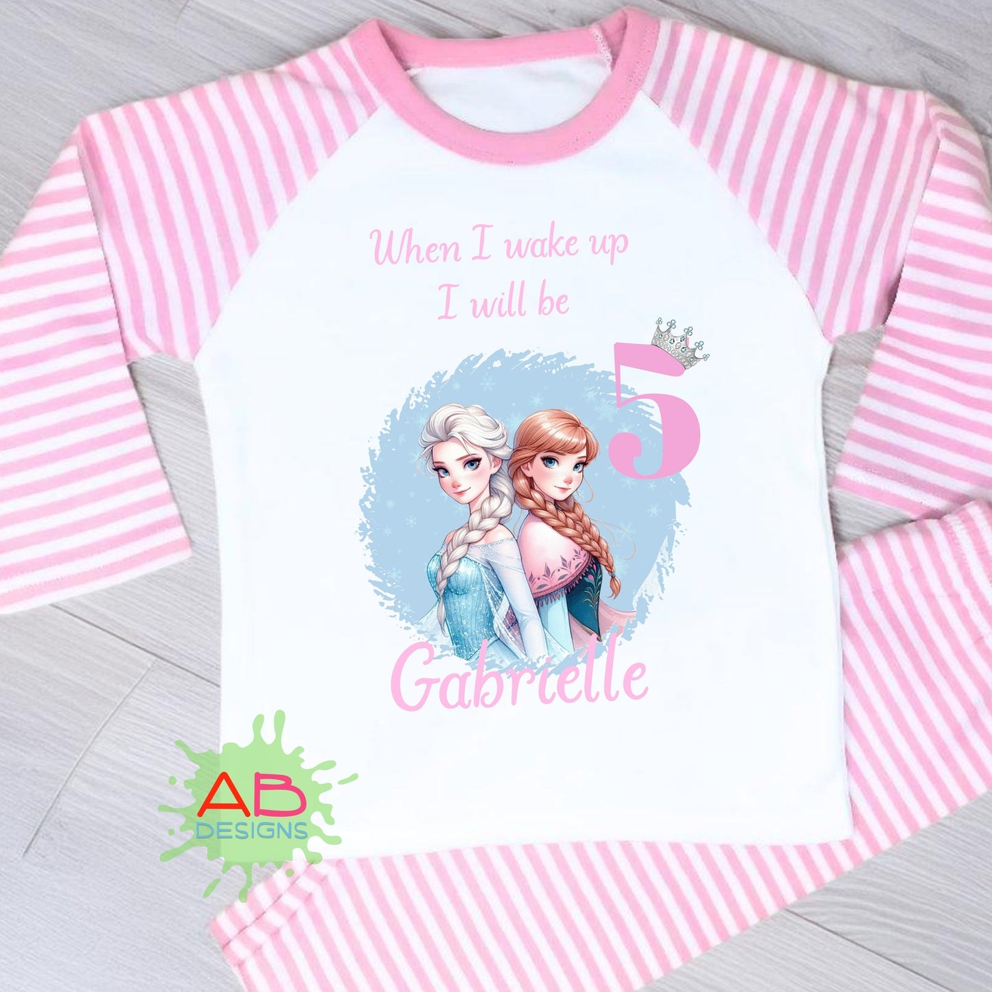 Frozen Birthday Pyjamas, When I wake up Elsa and Anna, Frozen pajamas with name, Frozen Elsa and Anna PJs