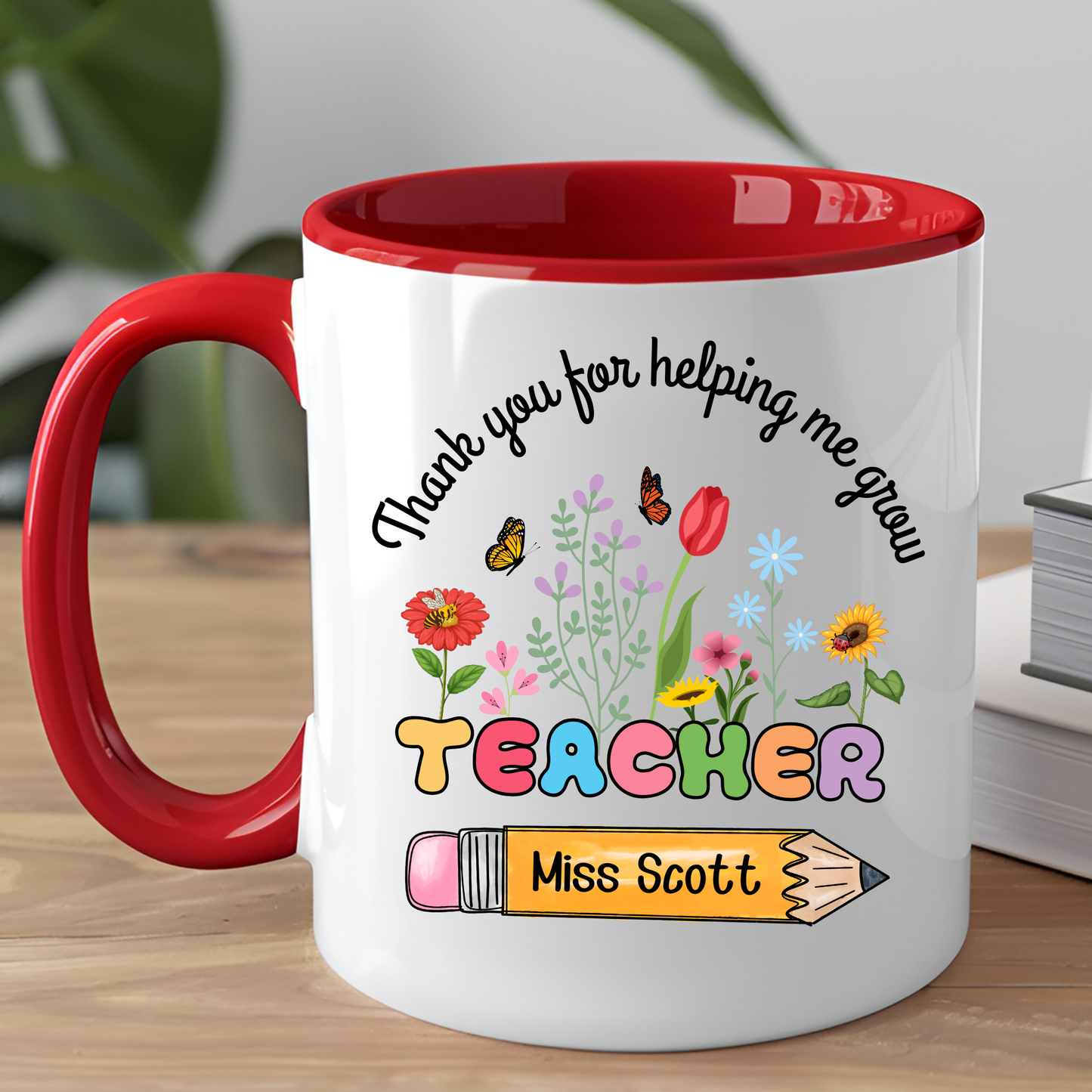teacher mug, personalised teacher gift, Teacher Appreciation Day, unique gifts for teachers, teacher thank you mug, teacher plant mug