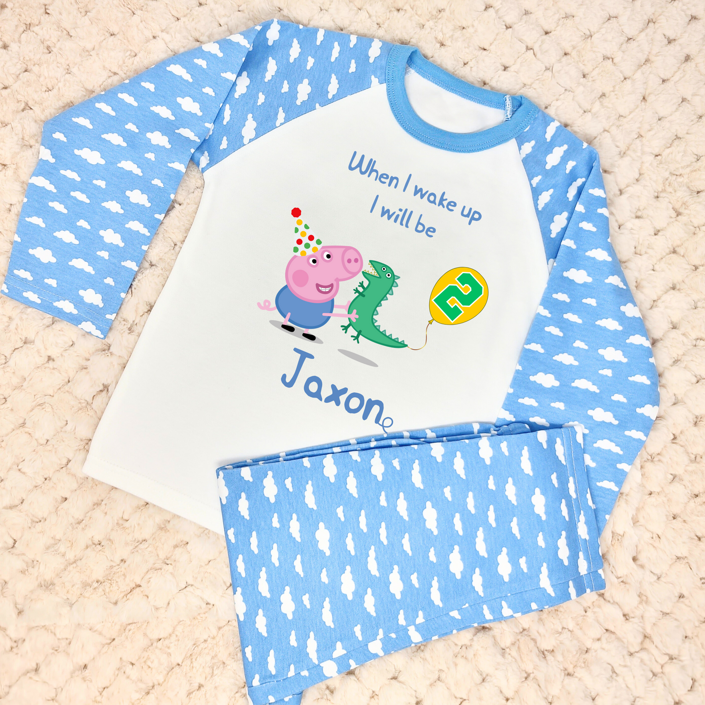 George pig birthday pyjamas, when i wake up george pig, peppa pig for boys, peppa pi birthday gift, George pig name age, george pig dinosaur pjs