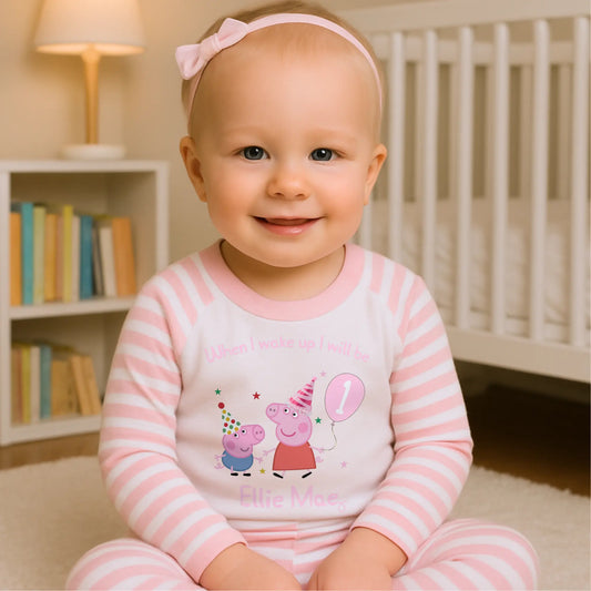 Peppa Pig birthday pyjamas, Peppa Pig Personalised Pyjamas, When I wake Up I'll Be Pj's, Girls Peppa Pig Pjs, Peppa Pig Birthday Gift, Name Pyjamas, Happy Birthday Pjs