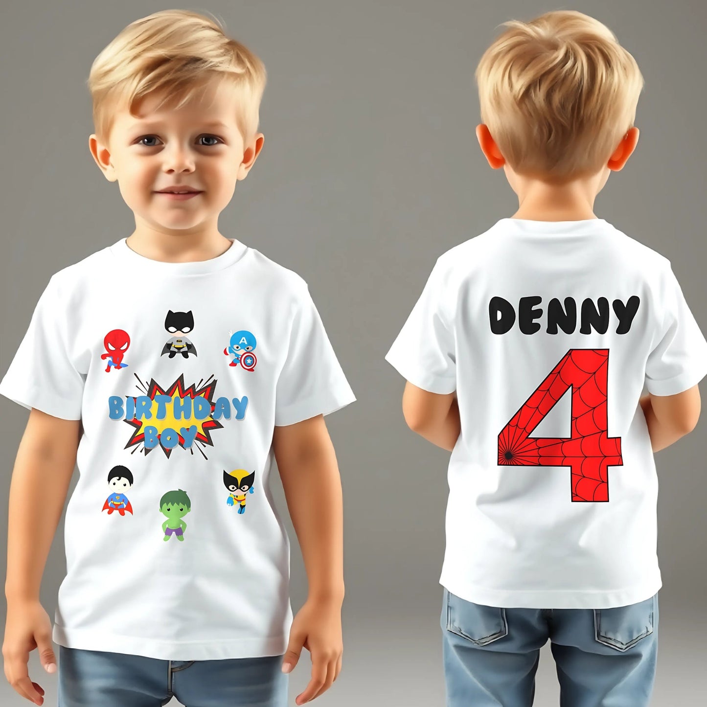 Birthday T-shirt for Boys - Personalised Superhero Birthday Tee