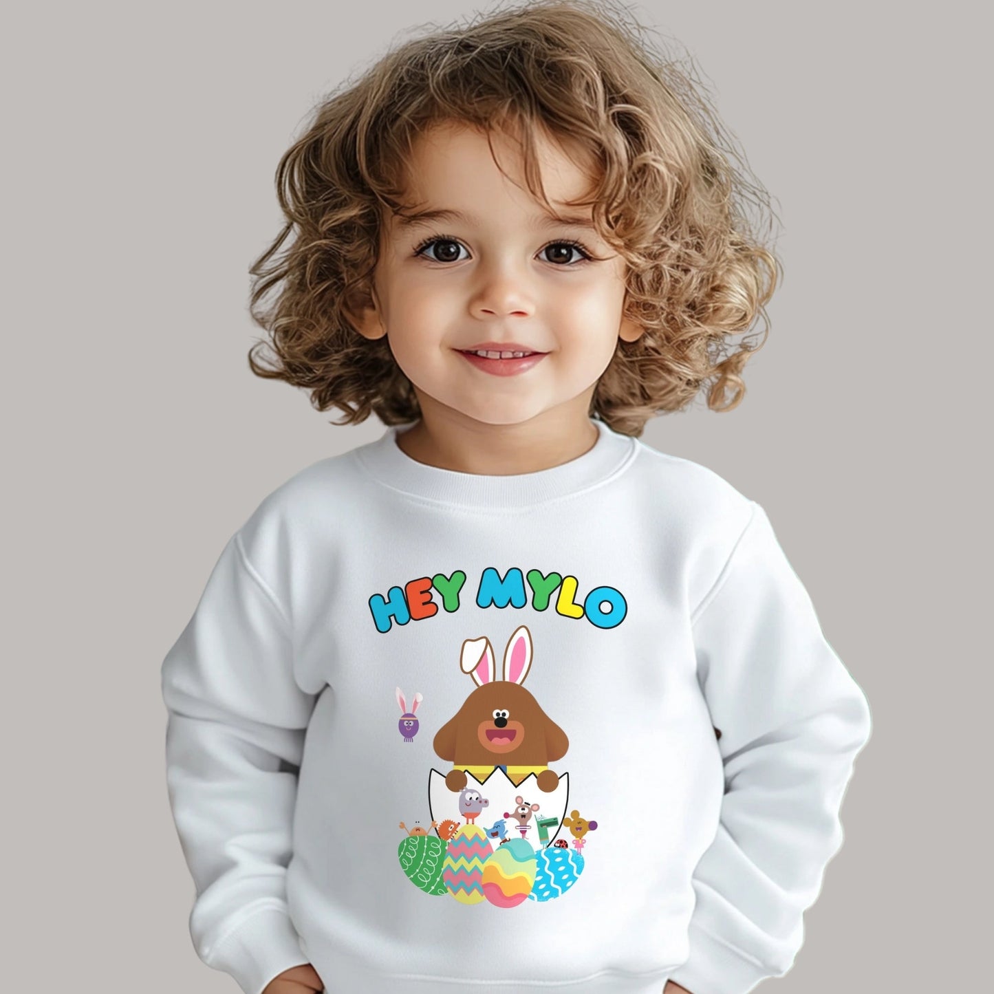 Hey Duggee Easter Sweatshirt, hey duggee easter gift, boys hey duggee with name, easter hey duggee sweatshirt