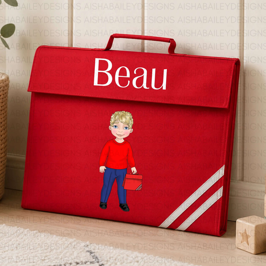 Personalised Back to School Book Bag for Boys | Custom Kids Character Design AishaBaileyDesigns