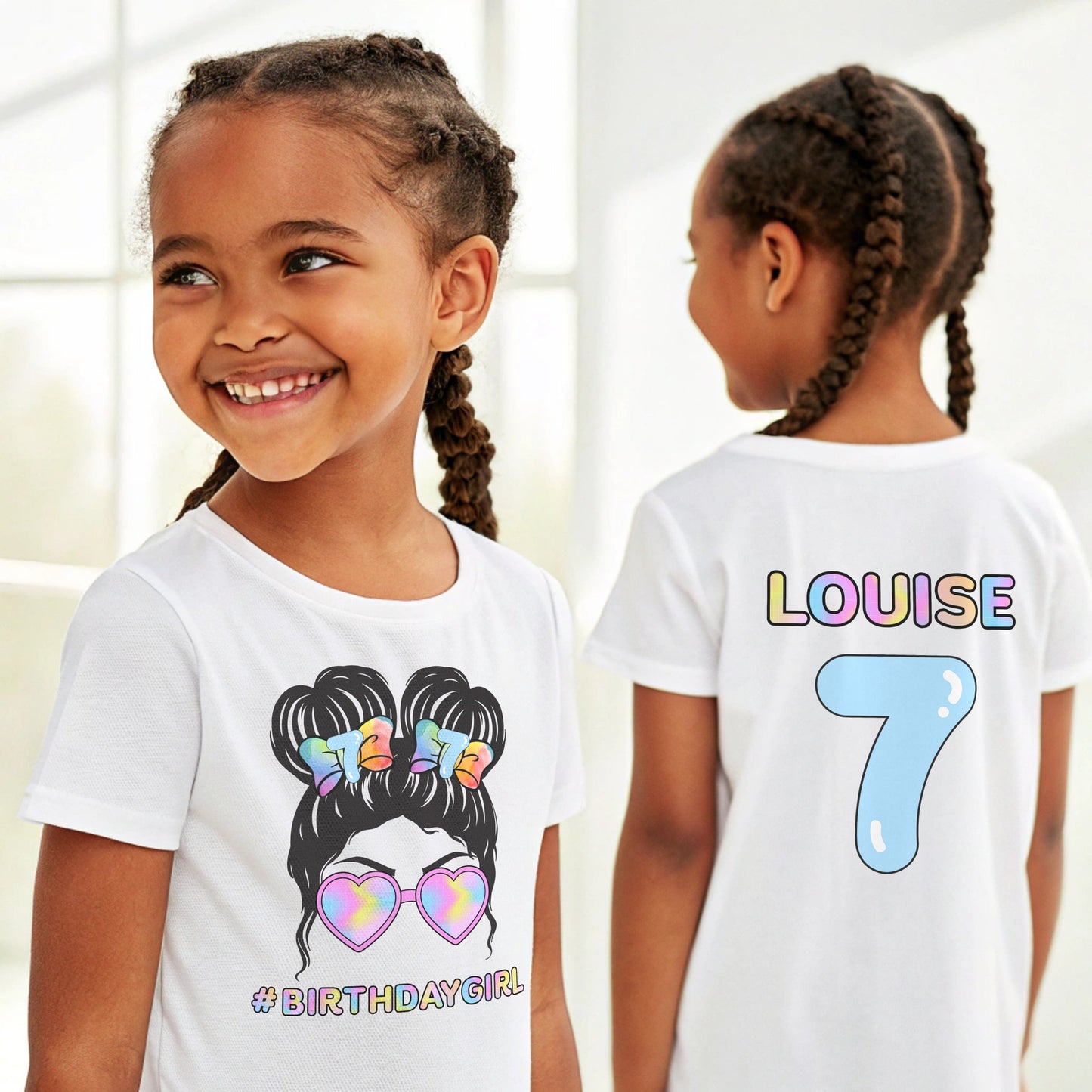 Birthday Girl t-shirt, Birthday girl with name, birthday girl shirt, Birthday rainbow tee,