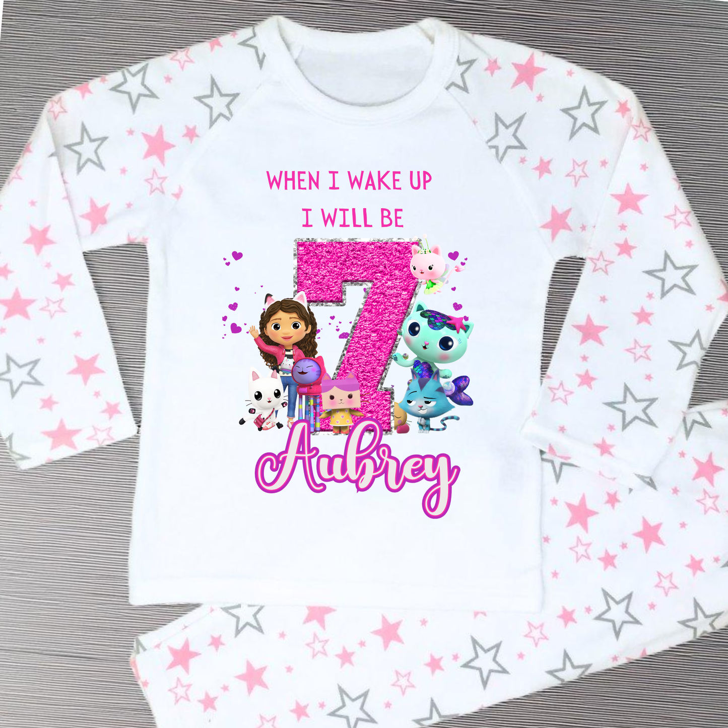 Gabby's Dollhouse birthday pyjamas, Girls personalised pyjamas, When i wake up gabby's dollhouse, Custom birthday pyjamas, gabby's dollhouse gifts