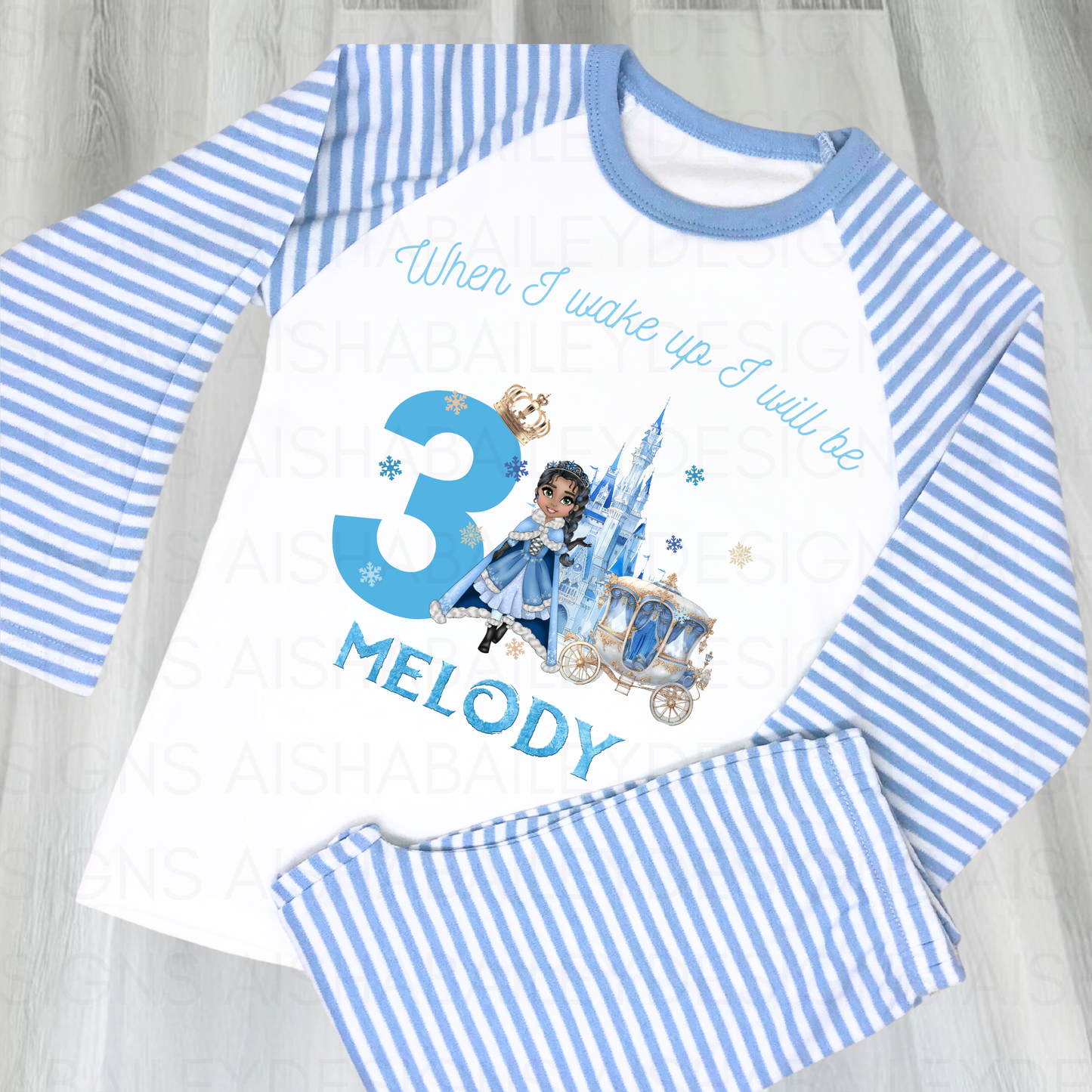 Princess birthday pyjamas, girls when i wake up I will be, personalised pjs, girls birthday pyjamas, girls princess pajamas