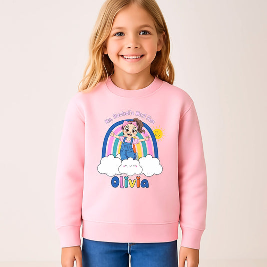 Personalised Ms Rachel sweatshirt: Ms Rache's no:1 fan jumper with custom name.