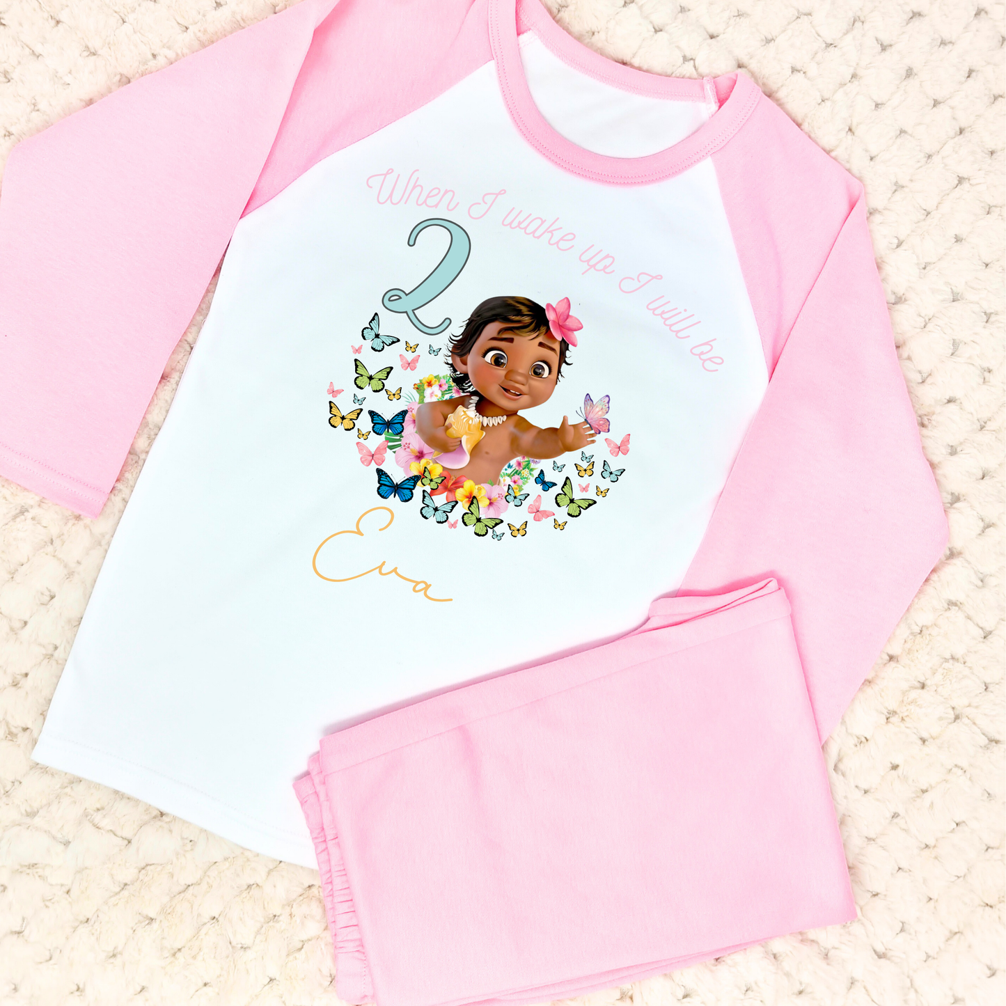 Princess Moana birthday pyjamas, Princess Moana pjs, when i wake up princess moana, disney princess pjs, Princess Moana, Moana 2 birthday pjs
