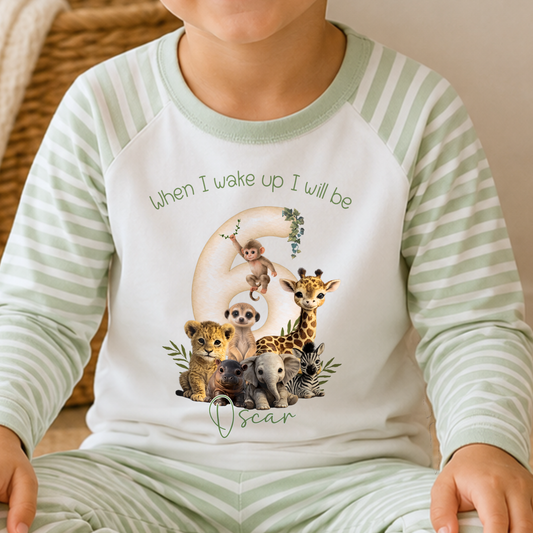 Personalised Safari Birthday Pyjamas for Boys – When I Wake Up Birthday Pyjama Set AishaBaileyDesigns