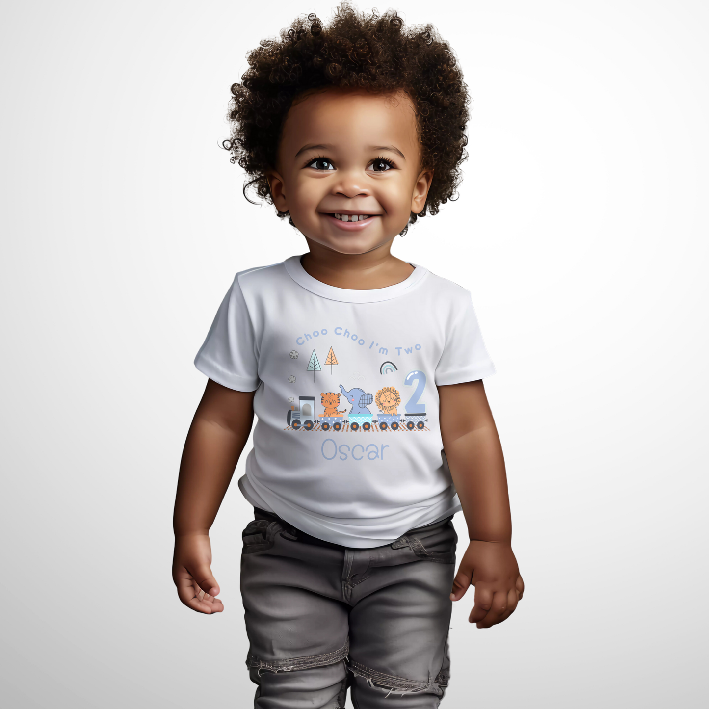 Safari Birthday T-shirt: Personalised Safari Train for Boys, custom animal birthday tee, wild one personalised tshirt, jungle theme birthday tshirt