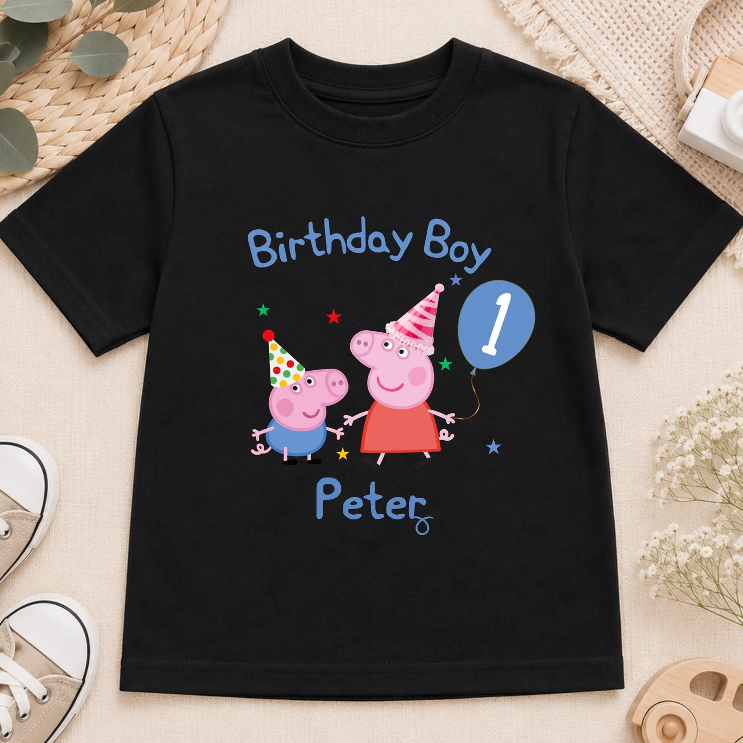 Personalised Peppa and George Birthday T-shirt for Boys - any name and age AishaBaileyDesigns