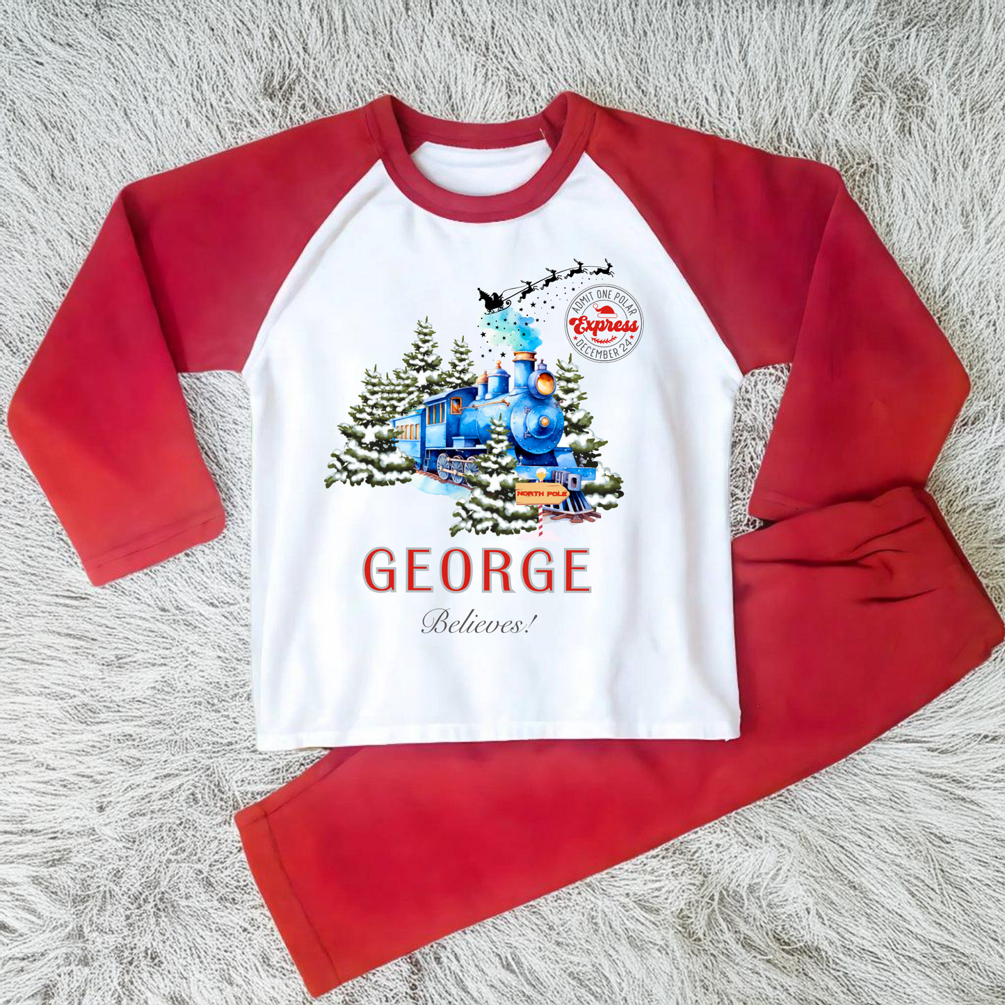 Children's Polar Express Christmas Pyjamas Personalised