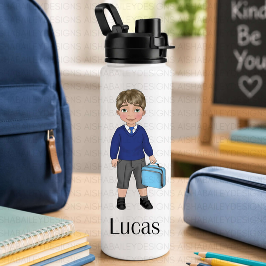 Personalised Back to School Water Bottle for Boys | Custom Kids Water Bottle AishaBaileyDesigns