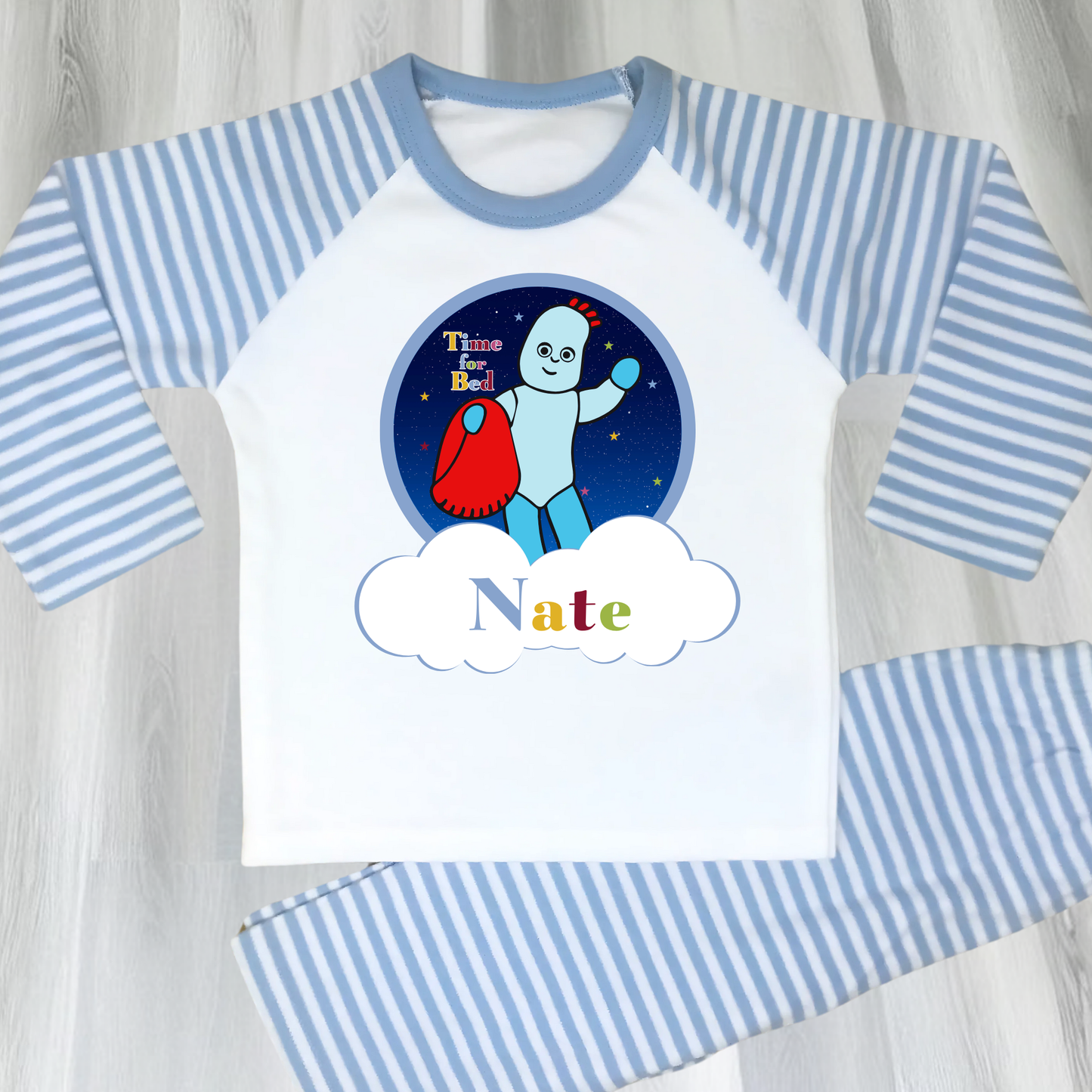 Personalised Iggle piggle pyjamas, boys in the night garden pjs, iggle piggle with name, in the night garden pajamas, boys iggle piggle pjs, iggle piggle birthday gift
