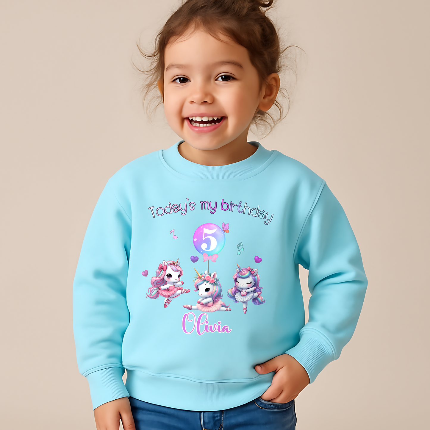 unicorn birthday sweatshirt, custom name jumper, unicorn party wear
