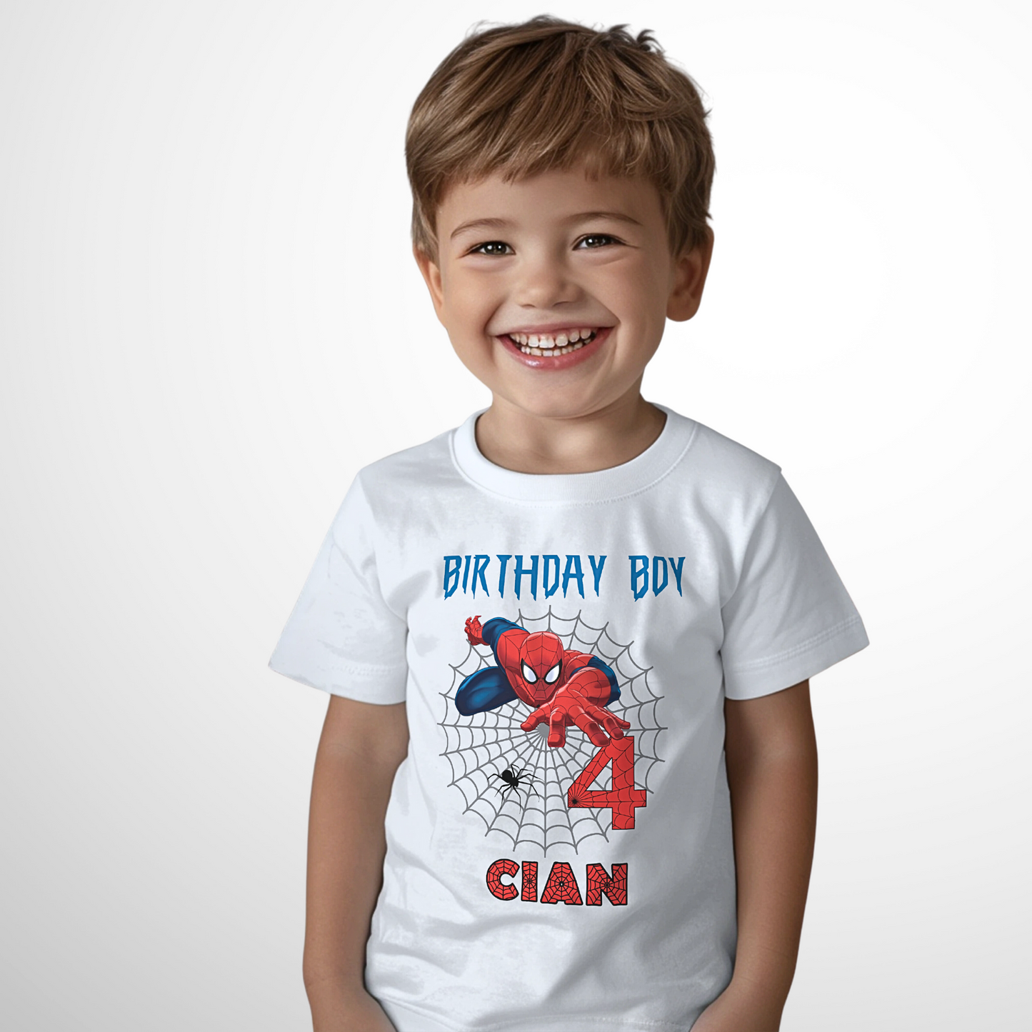Spiderman Birthday T-shirt - Personalised Spider-Man Design Tee for Boys, personalised birthday spiderman shirt, spidey birthday tshirt, spiderman personanalised birthday shirt