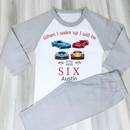 Race Car Birthday Pyjamas | Personalised Boys' Sportscar Racer PJs, Car Birthday pyjamas, two fast pjs, hot wheels birthday pyjamas, boys sportscar pyjamas