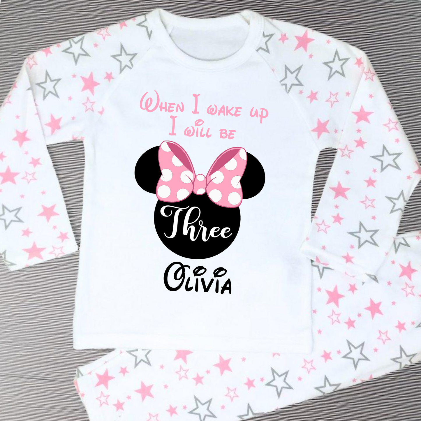 Minnie birthday pyjamas, Minnie mouse 1st 2nd 3rd birthday, custom minnie pjs, disney minnie birthday pjs, minnie mouse pajamas