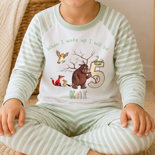 Personalised Boys Gruffalo Birthday Pyjamas with custom name and age