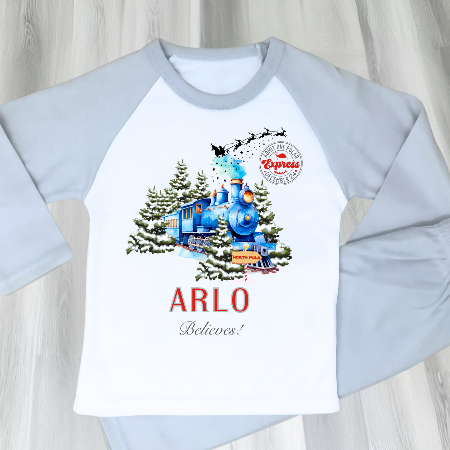 Children's Polar Express Christmas Pyjamas Personalised