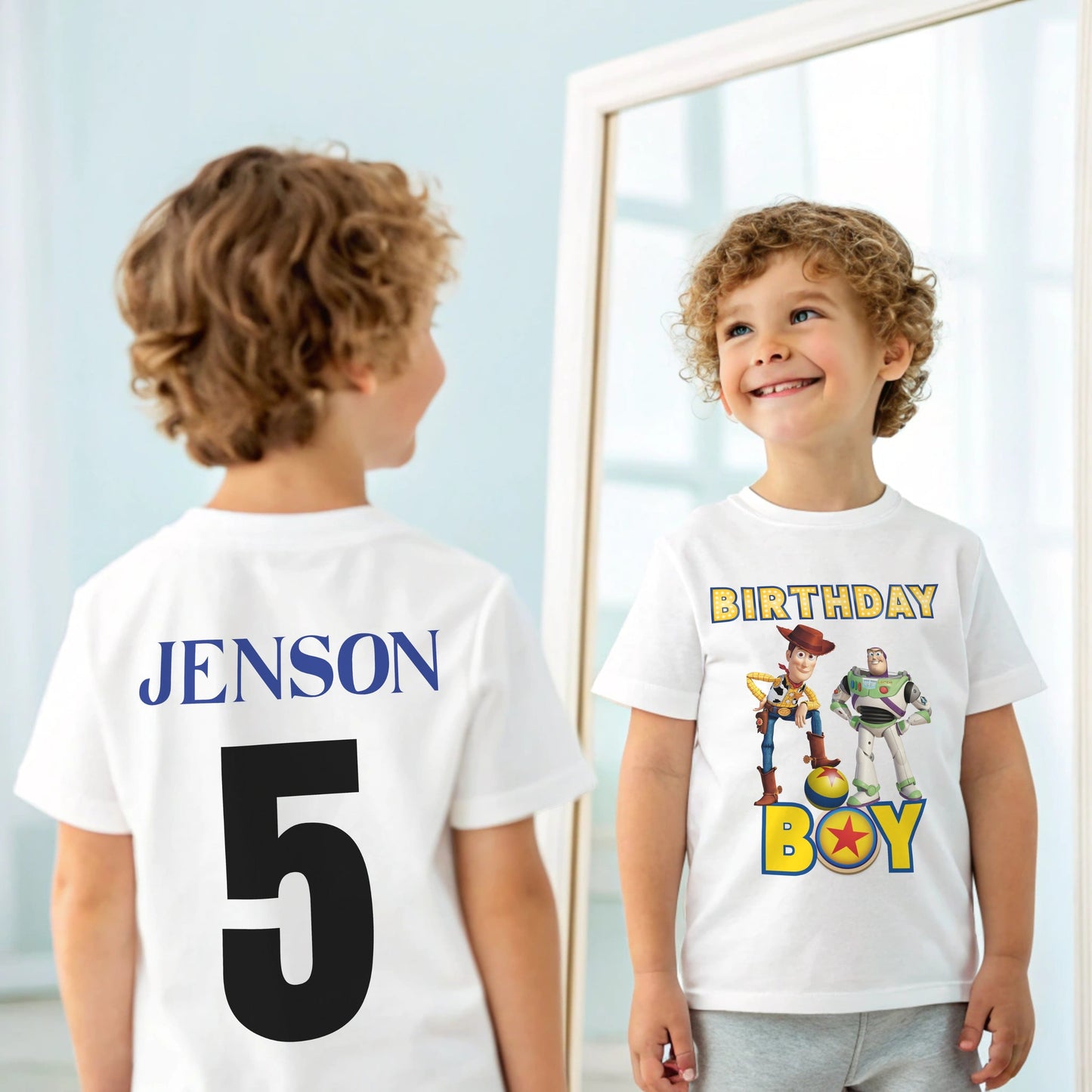 Toy Story birthday t-shirt, Buzz and Woody with name, buzz and woody tee, toy story birthday top