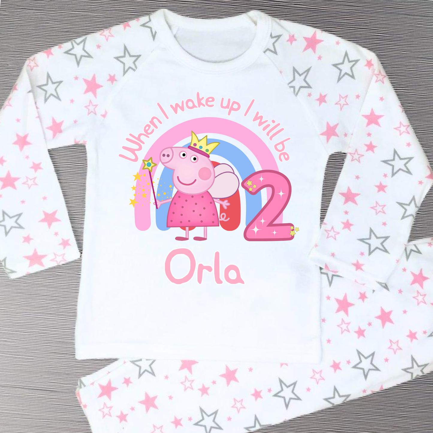 Peppa Pig Birthday Pyjamas - Personalised Peppa Pig Fairy Birthday PJs for Girls, when I wake up peppa pig, peppa pig pjs, birthday pjs peppa pig, personalised peppa pig birthday pyjamas