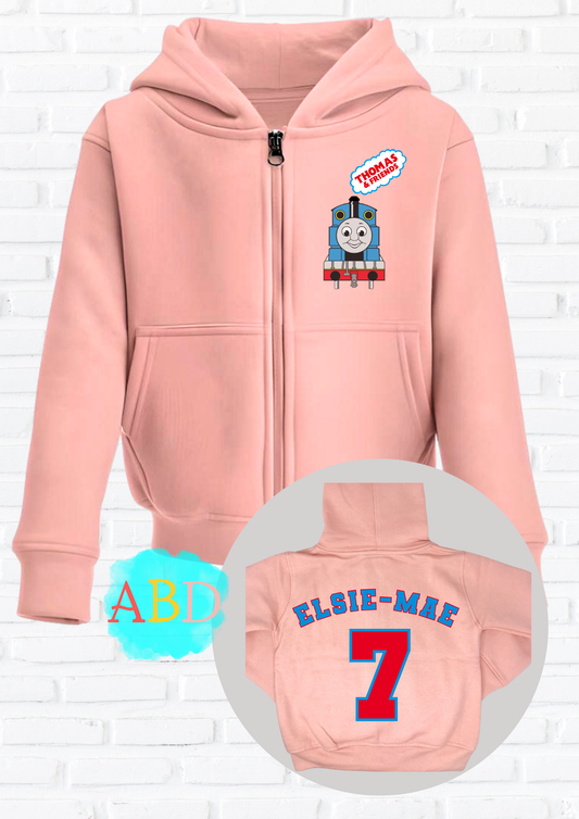Custom Hoodie for Kids - Personalised Thomas Zip-up for Girls