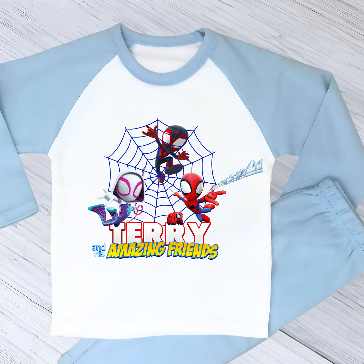 Spidey personalised pyjamas, boys spidey with name, spidey and his amazing friends, superhero custom pjs