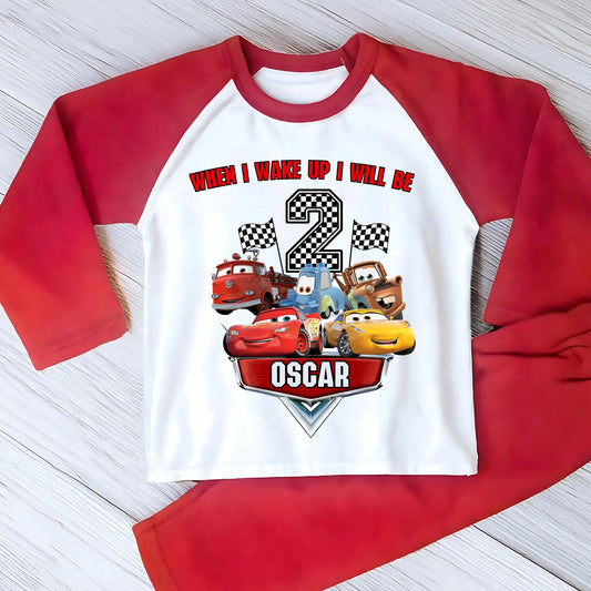 Personalised Cars Birthday Pyjamas for Boys AishaBaileyDesigns