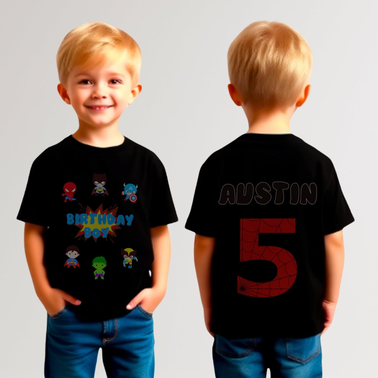 Birthday T-shirt for Boys - Personalised Superhero Birthday Tee