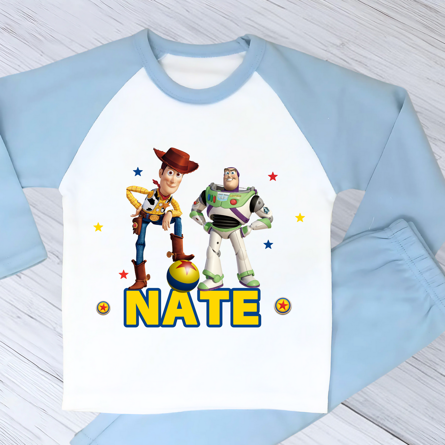 Toy Story Personalised Pyjamas - Boys' Buzz & Woody PJs, Toy story pajamas, Toy story with name, personalised Buzz and Woody, Buzz and Woody birthday
